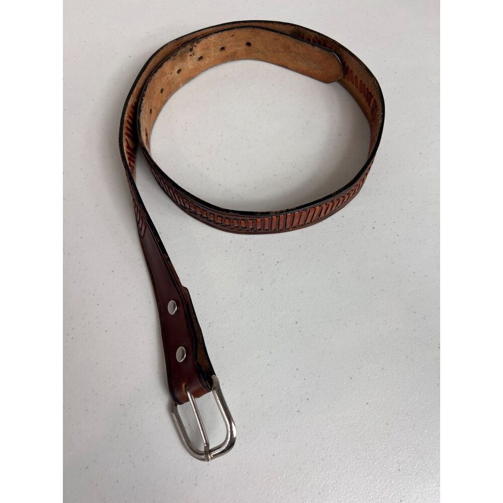 Men's Brown Leather Belt Size 38 (See Measurements)